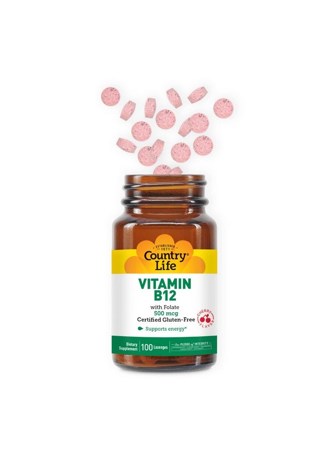 Country Life Vitamin B 12 500 Mcg With Folic Acid (Sublingual Lozenges) 100 Count  - Image 4
