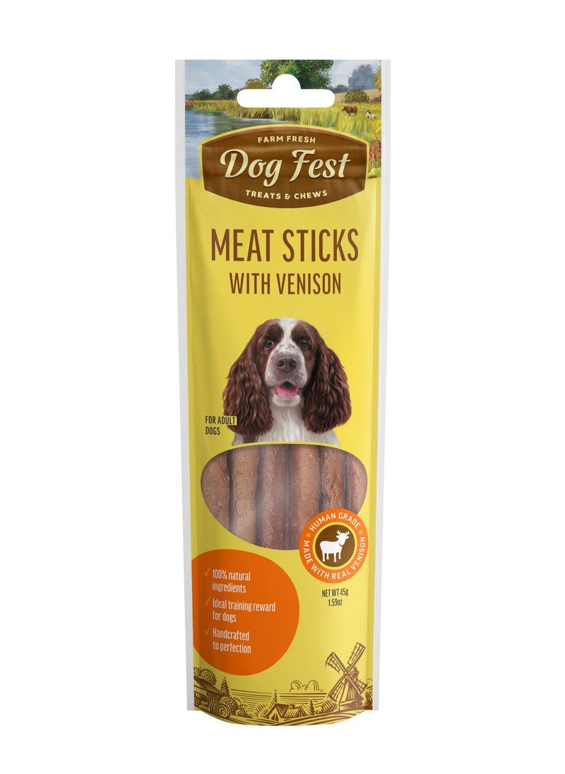 Dog Fest Meat Sticks With Vension Treats For Adult Dogs 45G  - Image 1