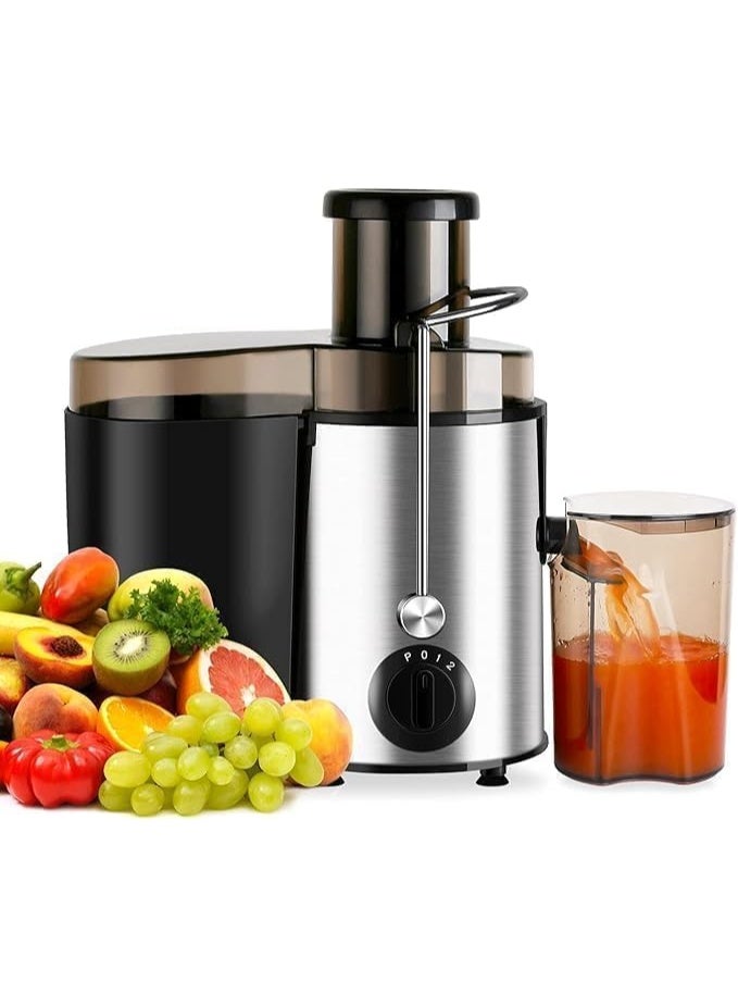 MUNTAQI آلة عصر العصير – عصارة مركزية من الفولاذ المقاوم للصدأ للفواكه والخضروات الكاملة، عصارة كهربائية عالية القوة مع فتحة تغذية واسعة، سرعتين، سهلة التنظيف، صانع عصير للمشروبات الصحية - Image 1