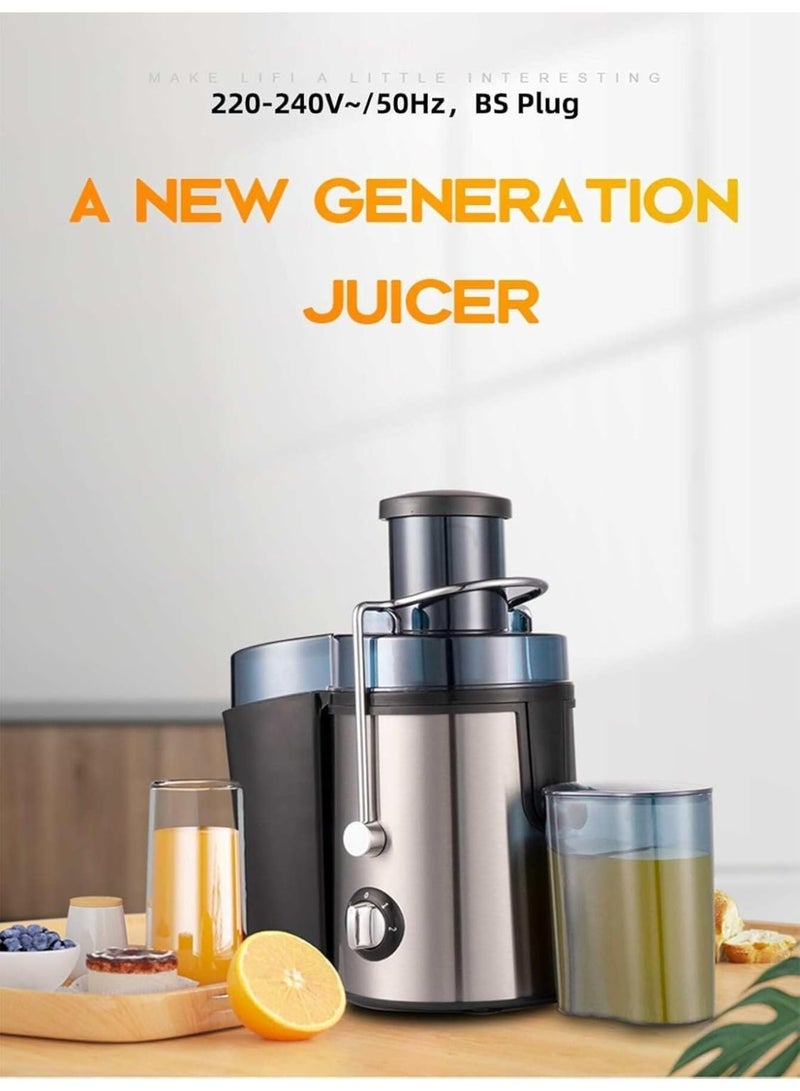 MUNTAQI آلة عصر العصير – عصارة مركزية من الفولاذ المقاوم للصدأ للفواكه والخضروات الكاملة، عصارة كهربائية عالية القوة مع فتحة تغذية واسعة، سرعتين، سهلة التنظيف، صانع عصير للمشروبات الصحية - Image 5