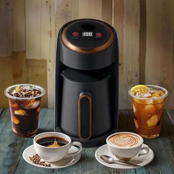 يو-هومي ماكينة صنع القهوة التركية مصنوعة من مواد عالية الجودة، طلاء غير لاصق، تحضير سريع، مثالية للقهوة التركية واليونانية والعربية، من 1 إلى 5 أكواب، ماكينة صنع القهوة التركية المحمولة للسفر - Image 1