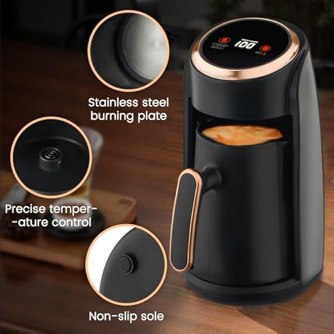 يو-هومي ماكينة صنع القهوة التركية مصنوعة من مواد عالية الجودة، طلاء غير لاصق، تحضير سريع، مثالية للقهوة التركية واليونانية والعربية، من 1 إلى 5 أكواب، ماكينة صنع القهوة التركية المحمولة للسفر - Image 3