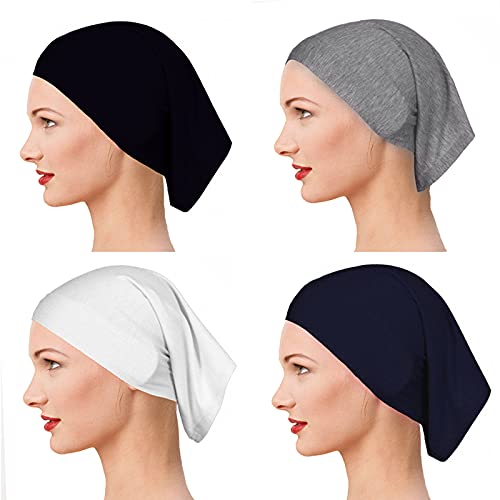 Yeieeo 4pcs Hijab Undercaps for Women Black Under Scarf Tube Cap for Hijab Accessory Stretchy Solid Color Caps(4pcs-1) - Image 1
