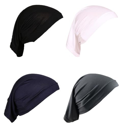 Yeieeo 4pcs Hijab Undercaps for Women Black Under Scarf Tube Cap for Hijab Accessory Stretchy Solid Color Caps(4pcs-1) - Image 3
