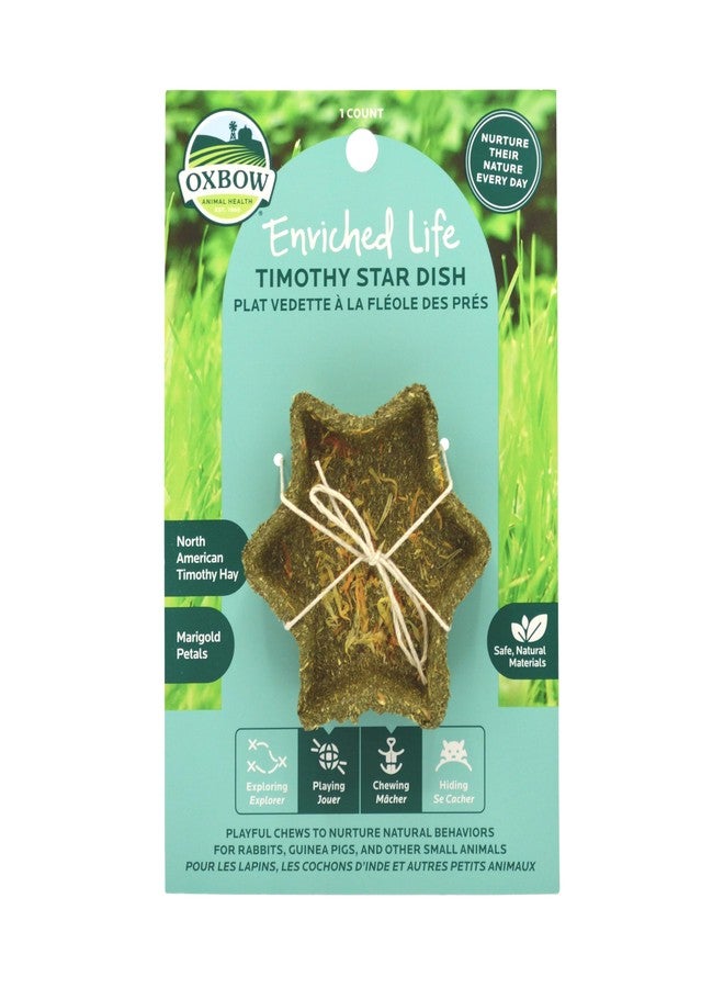 Oxbow Enriched Life Timothy Star Dish, Timothy Hay Chew, Small Animal Toy for Rabbits, Guinea Pigs, Hamsters, Gerbils, and Chinchillas, Enrichment Accessory, Safe Chew Toy, Hay Play Dish - Image 1