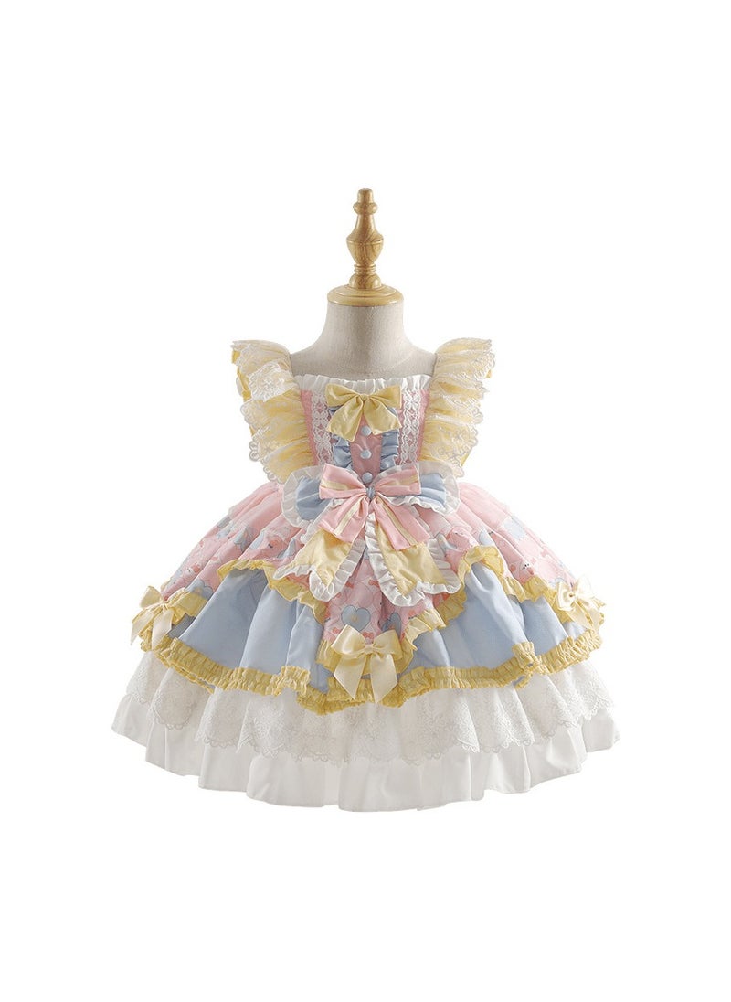 Loquat Girl's Cartoon Lolita Fluffy Sleeveless Dress Blue/White/Pink  - Image 4