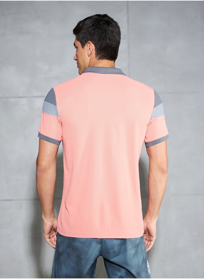 Technosport Color Block Short Sleeve Pique Slim Fit Polo T-Shirt  - Image 1
