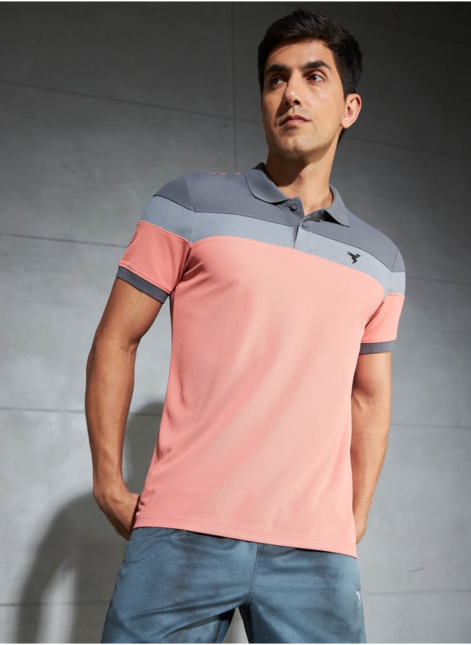 Technosport Color Block Short Sleeve Pique Slim Fit Polo T-Shirt  - Image 5