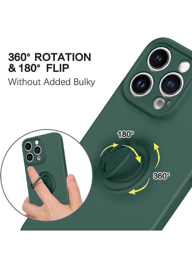 iPhone 15 Pro Case, Slim Soft Silicone Rotatable Ring Holder, Support Magnetic Car Mount, Anti-Scratch Non-Slip and Shockproof Protective Cover for iPhone 15 Pro 6.1 inch, Green - Image 4