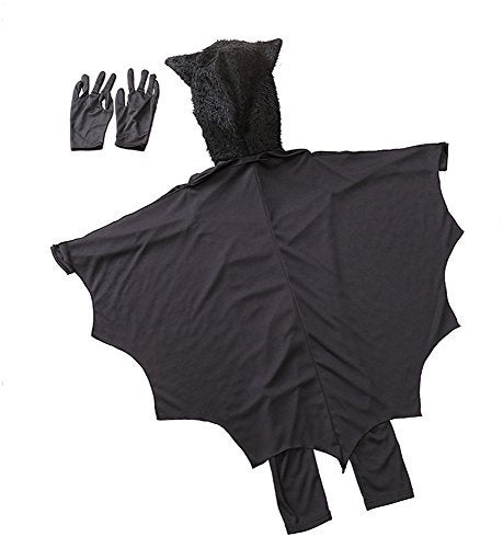 COOLJOY Kids Unisex Vampire Bat Costume, Jumpsuit Halloween Cosplay Costume, Party Animal Costume Outfits, Long Section，with Gloves (S) Black - Image 3