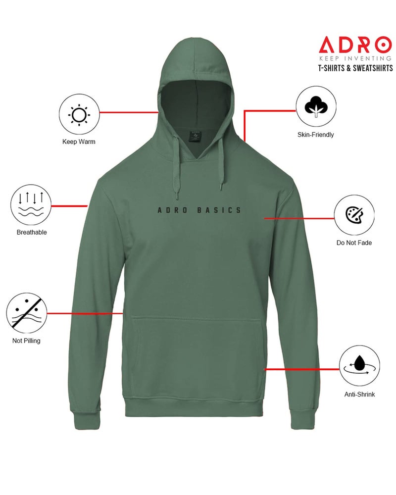 ADRO Men's Cotton Neck Hooded Sweatshirt (H22-1-AR2-PT_Pista_M) - Image 4