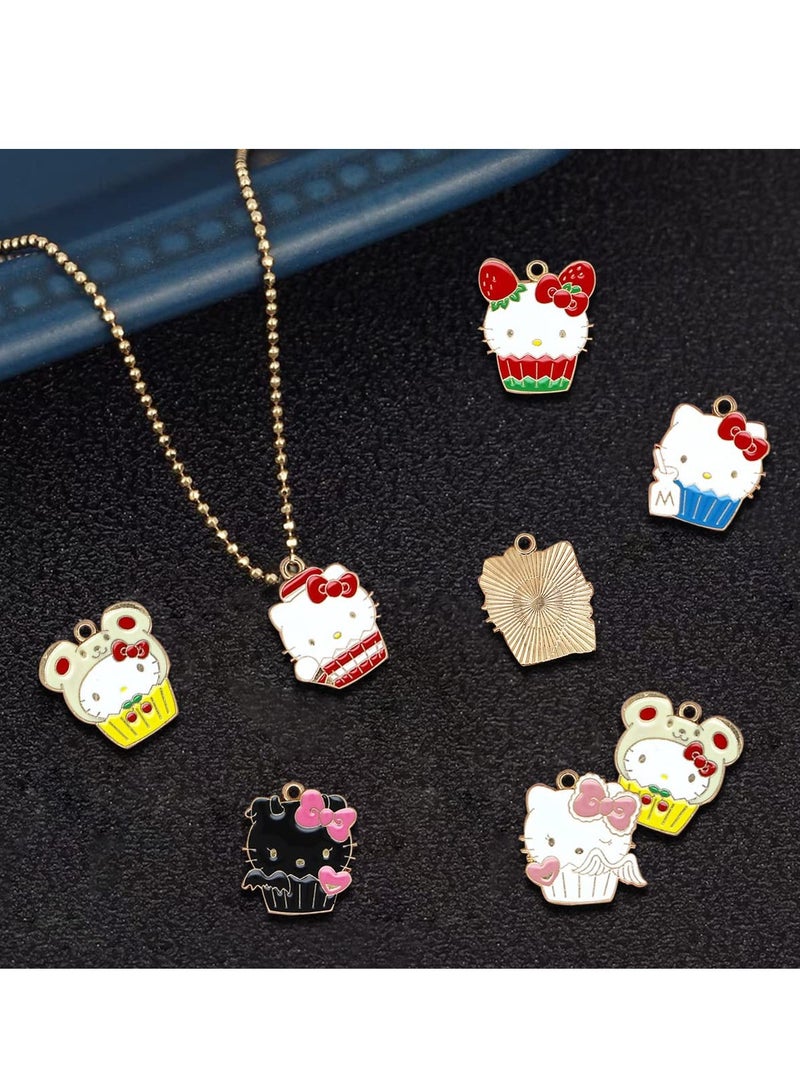 SYOSI 24 Pcs Enamel Cat Charms, 6 Styles Cute Cat Charms Earring Necklace Bracelet Pendants Crafts, Cartoon Cake Cat for Diy Jewelry Making for Girls, Teen Girls, Women - Image 4