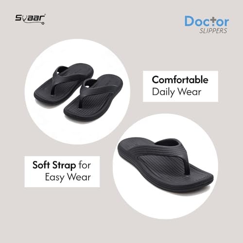 SVAAR Women's Flip-Flops Slippers | Orthopedic, Diabetic, Pregnancy | Soft Doctor Anti-Skid Slipper for Women | Comfortable & Lightweight | All Day Wear Flip-Flops Slipper Black - Image 2