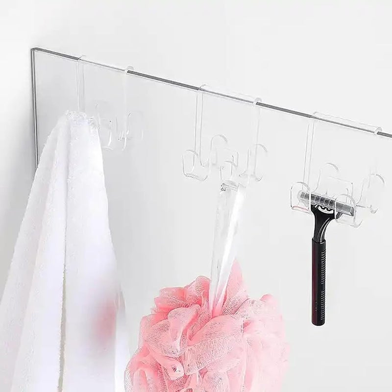Strong Adhesive Acrylic Shower Hanger Transparent Towel Bathrobes Hook Bathroom Essential - Image 3