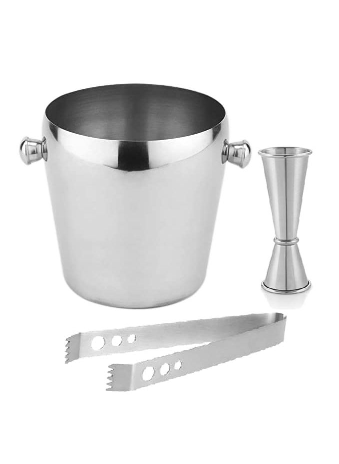 FINALITY finality Stainless Steel Single Wall Ice Bucket with Ice Tong and Ring Peg Measure 1200 ml Great bar Tools for Home bar Accessories Mini bar Wine  - Image 1