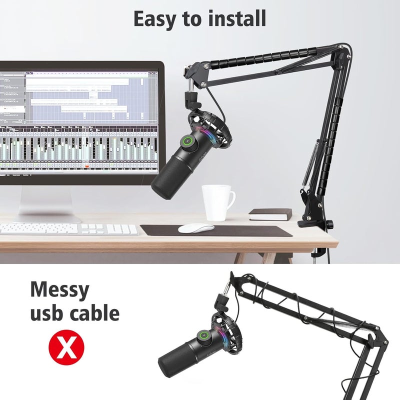 SUNMON Boom Arm for Fifine K658 Microphone with 3/8" to 5/8" Adapter and Cable Sleeve - Image 2