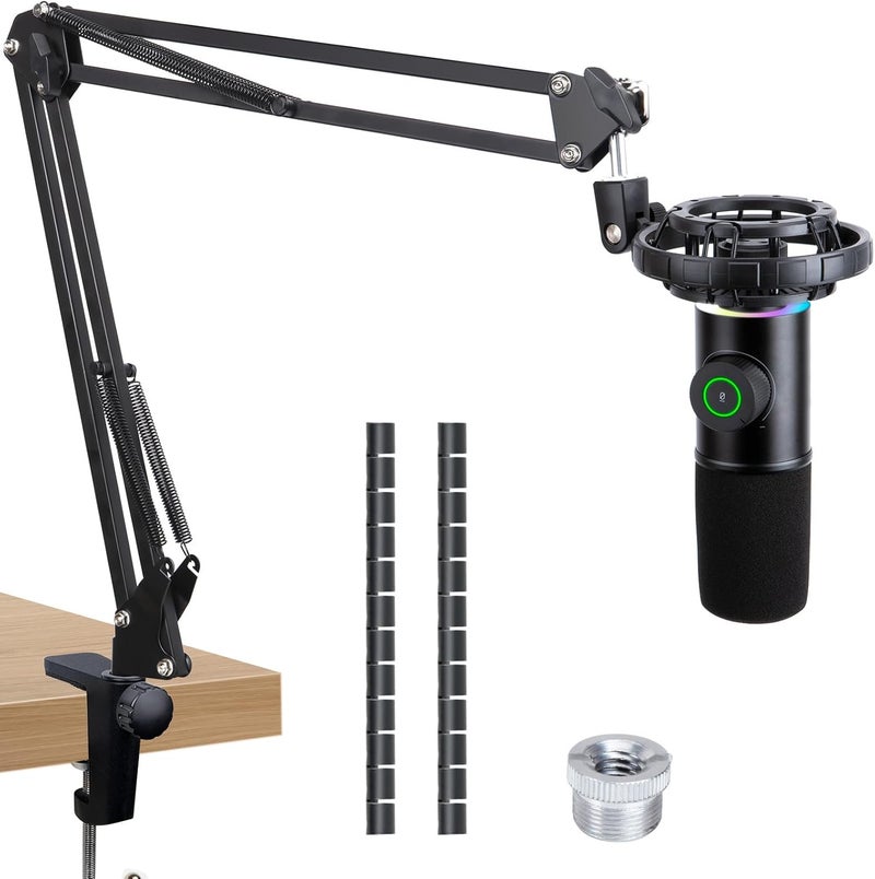 SUNMON Boom Arm for Fifine K658 Microphone with 3/8" to 5/8" Adapter and Cable Sleeve - Image 1