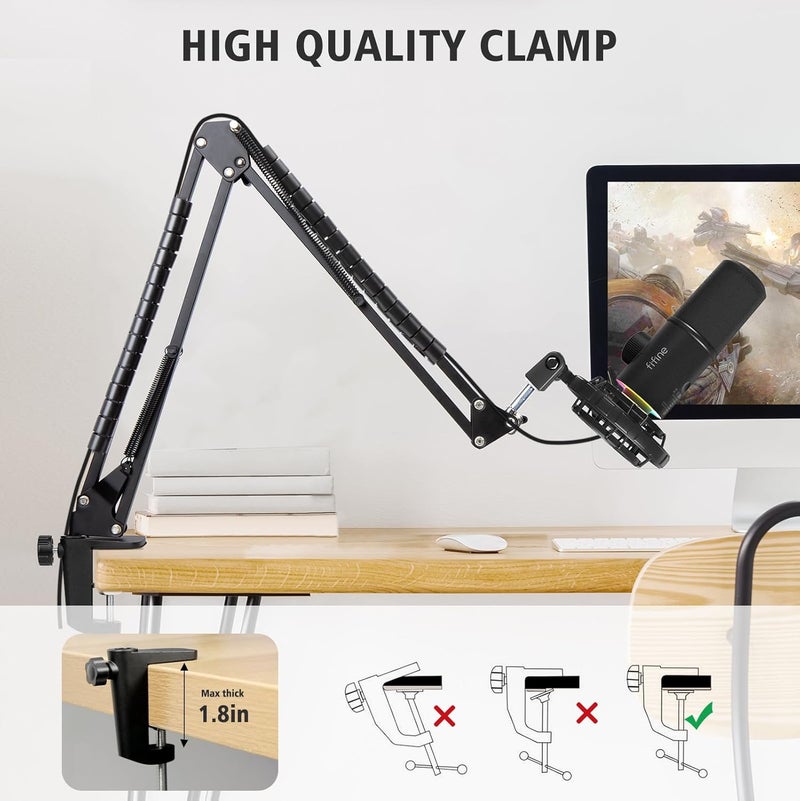 SUNMON Boom Arm for Fifine K658 Microphone with 3/8" to 5/8" Adapter and Cable Sleeve - Image 4