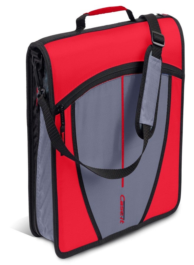 Case it Case-it Mighty Zip Tab School Zipper Binder | 3-Inch O-Rings, 600-Sheet Capacity, 5-Subject Expanding File Folder, Multiple Pockets & Storage Organizer, Shoulder Strap | D-146 Fire Engine Red - Image 1