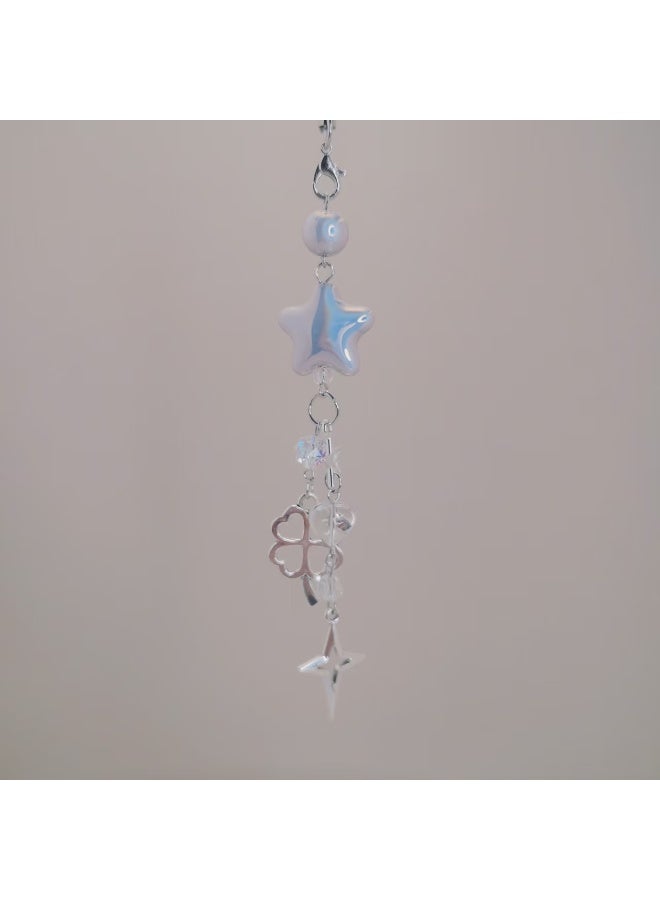 NIBEMINENT Beaded Phone Lanyard, Anti Lost Removable Wrist Strap, Sweet And Cool Girl Bracelet Pendant, Phone Keychain Lanyard