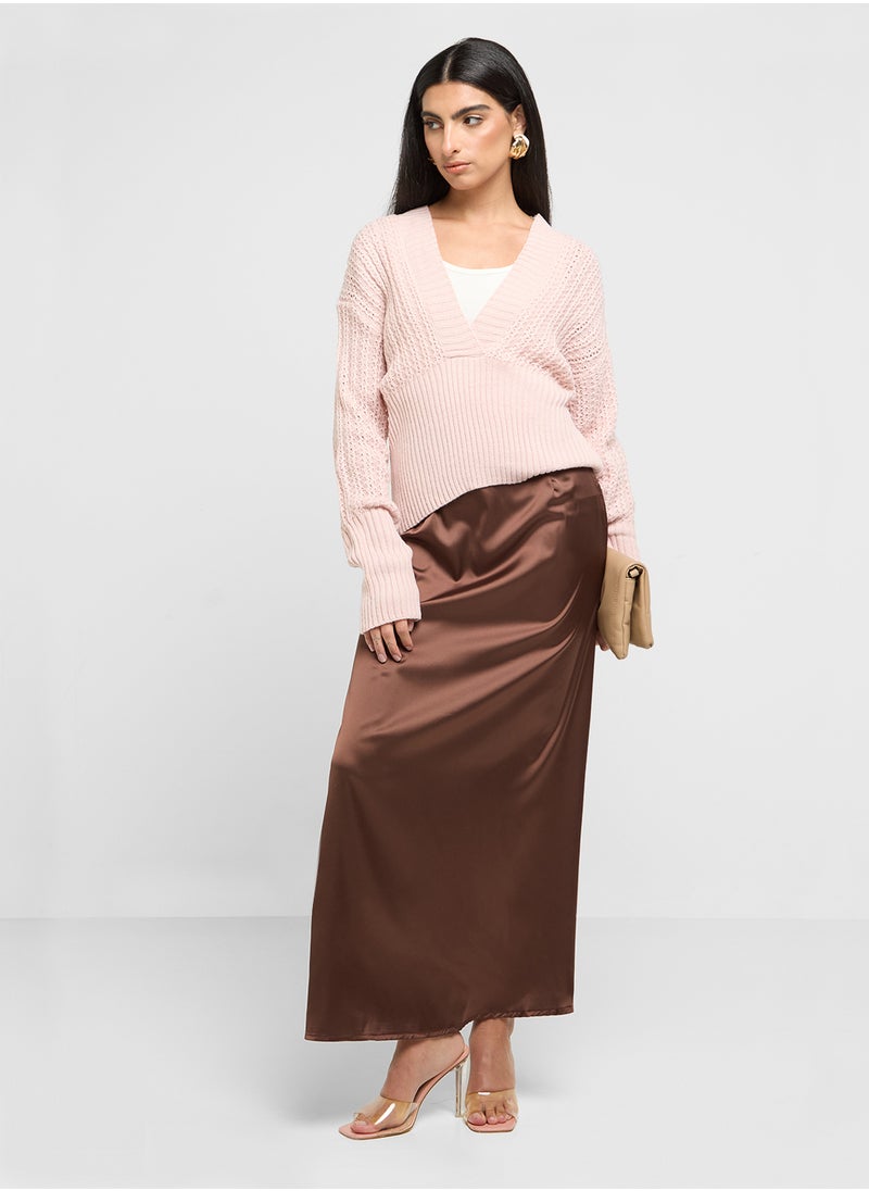 ELLA Long Satin Skirt  - Image 1