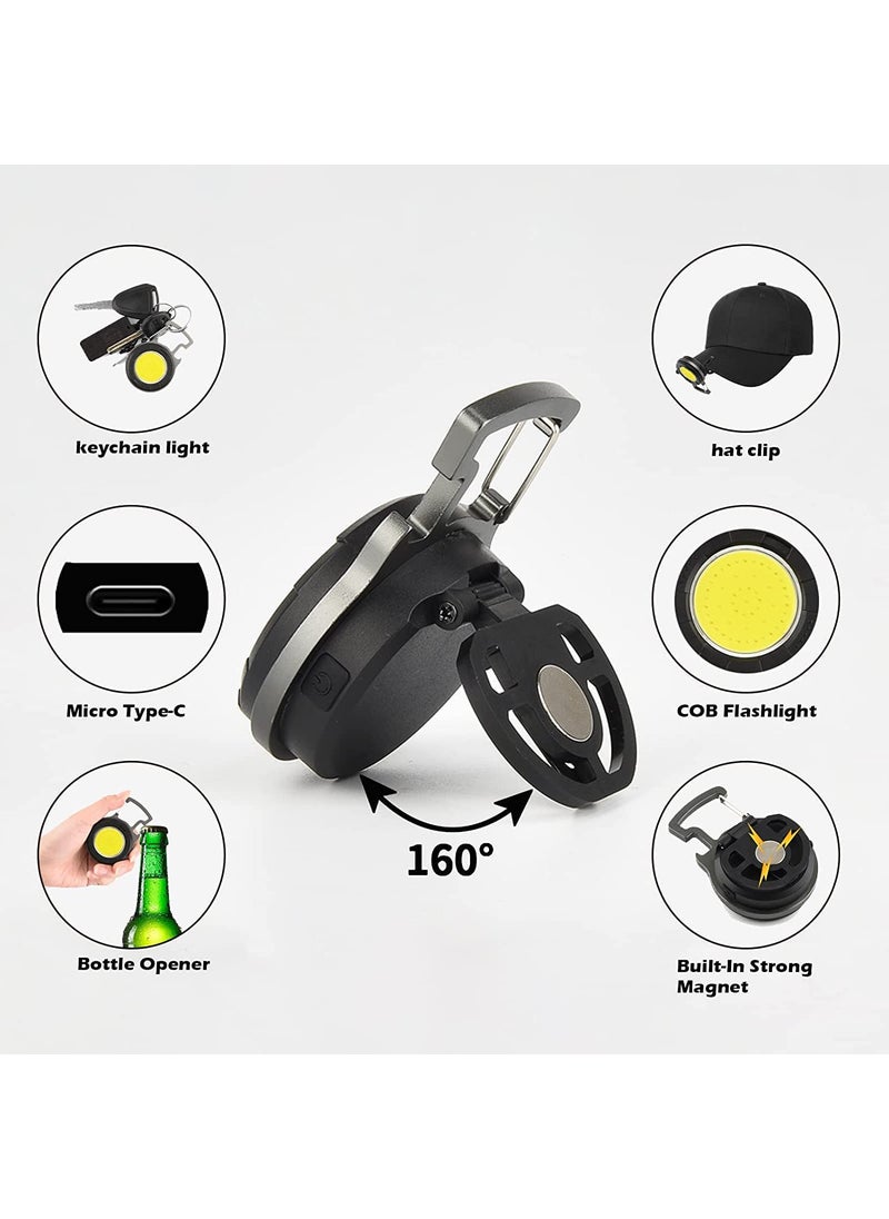 AANTAR AANTAR Cob Small Flashlight Rechargeable Keychain Flashlight with 800 Lumens with Folding Bracket Bottle Opener and Magnet Base for Walking Camping Emergency Lighting 800 Lumen  - Image 2