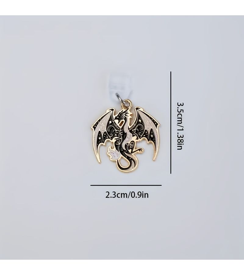 Black White Alloy Flying Dragon Bat Phone Dust Plug for Type C iPhone 5-14 Port - Image 5