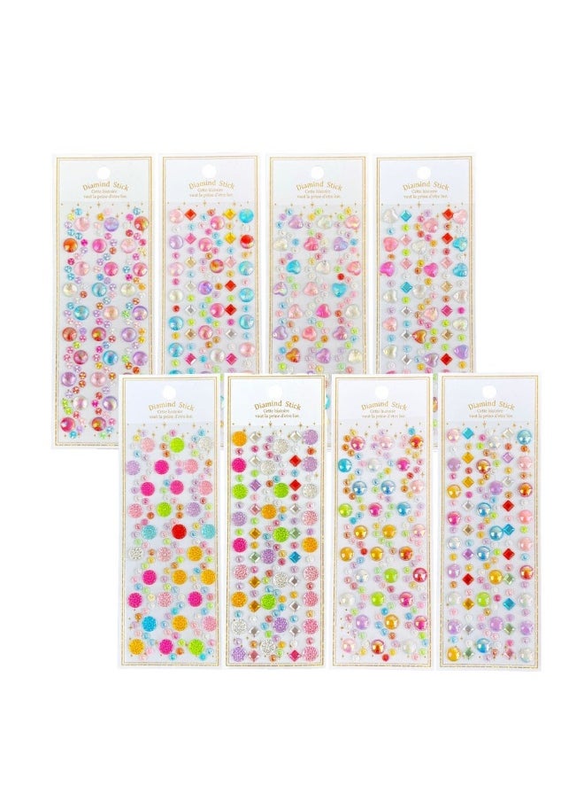 Generic - 1036pcs Rhinestone Stickers Self Adhesive Stick on Gems Face Jewels Stickers Rhinestones Gem Stickers Shining Gemstone Sticky for Crafts Kids Crafting Decorating DIY - Image 1