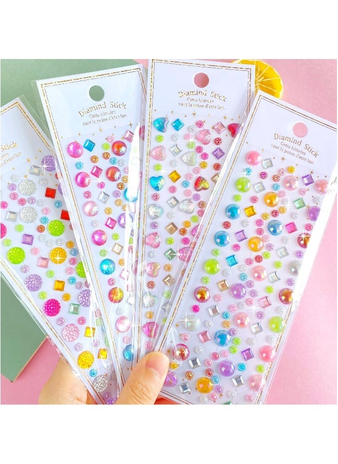Generic - 1036pcs Rhinestone Stickers Self Adhesive Stick on Gems Face Jewels Stickers Rhinestones Gem Stickers Shining Gemstone Sticky for Crafts Kids Crafting Decorating DIY - Image 1