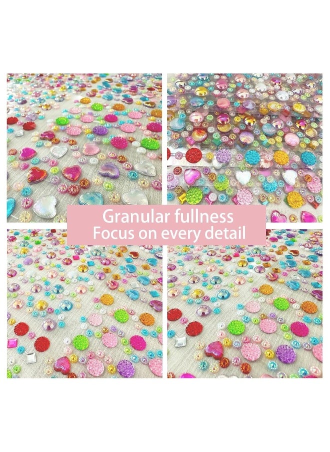 Generic - 1036pcs Rhinestone Stickers Self Adhesive Stick on Gems Face Jewels Stickers Rhinestones Gem Stickers Shining Gemstone Sticky for Crafts Kids Crafting Decorating DIY - Image 1