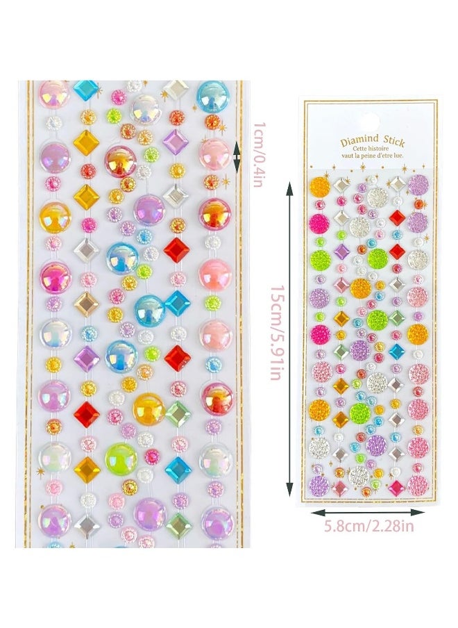 Generic - 1036pcs Rhinestone Stickers Self Adhesive Stick on Gems Face Jewels Stickers Rhinestones Gem Stickers Shining Gemstone Sticky for Crafts Kids Crafting Decorating DIY - Image 1