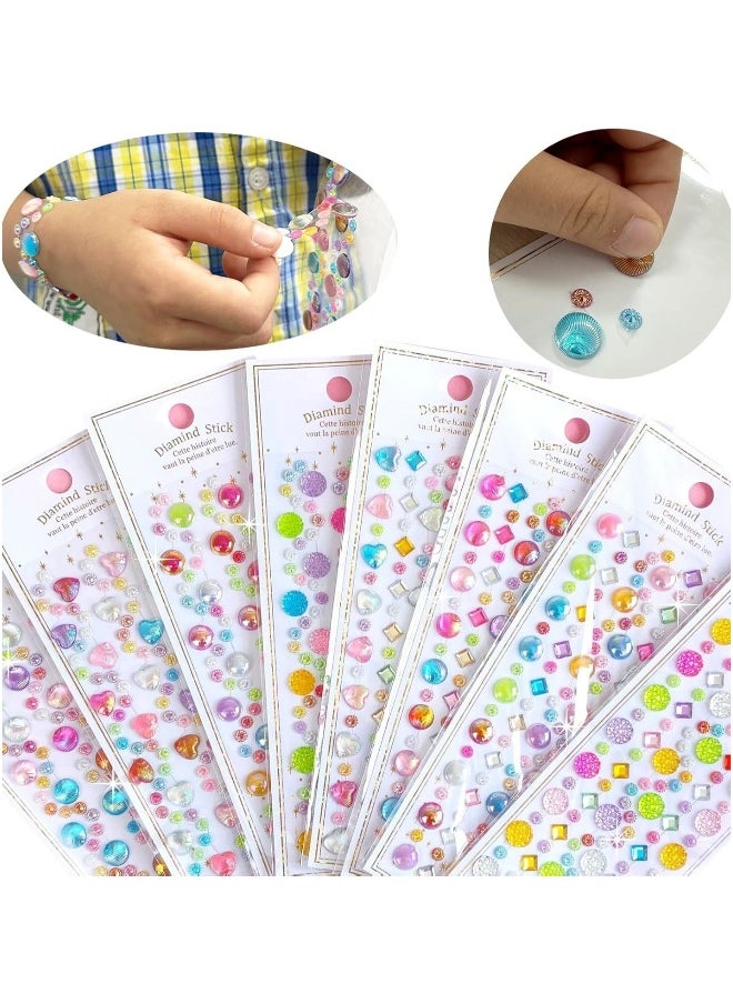 Generic - 1036pcs Rhinestone Stickers Self Adhesive Stick on Gems Face Jewels Stickers Rhinestones Gem Stickers Shining Gemstone Sticky for Crafts Kids Crafting Decorating DIY - Image 1
