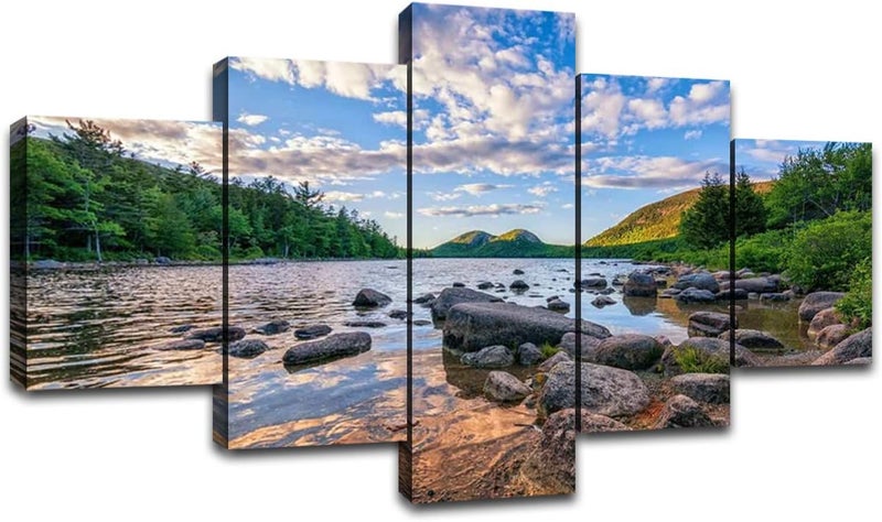Artbrush Tower Jordan Pond Landscape Canvas Wall Art - Image 2