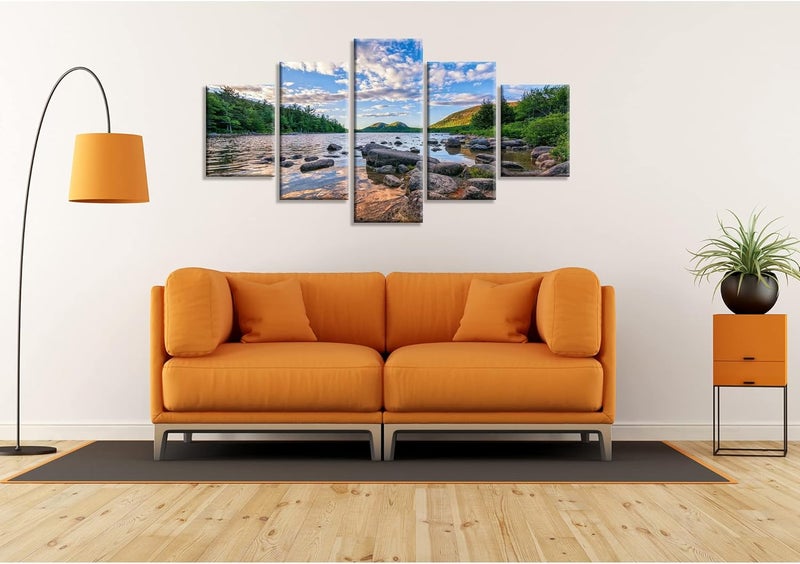 Artbrush Tower Jordan Pond Landscape Canvas Wall Art - Image 4