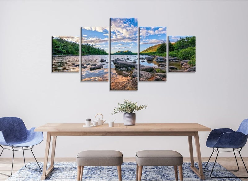 Artbrush Tower Jordan Pond Landscape Canvas Wall Art - Image 3