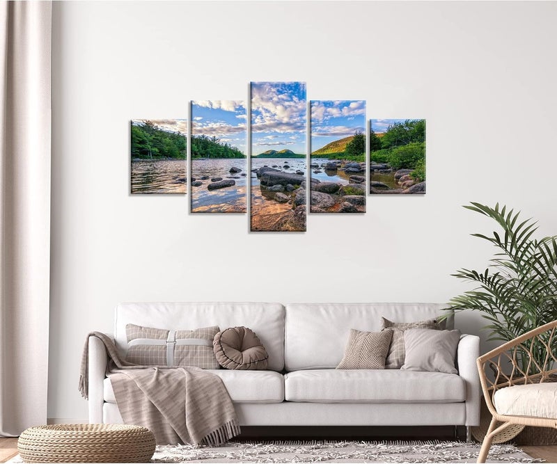 Artbrush Tower Jordan Pond Landscape Canvas Wall Art - Image 5