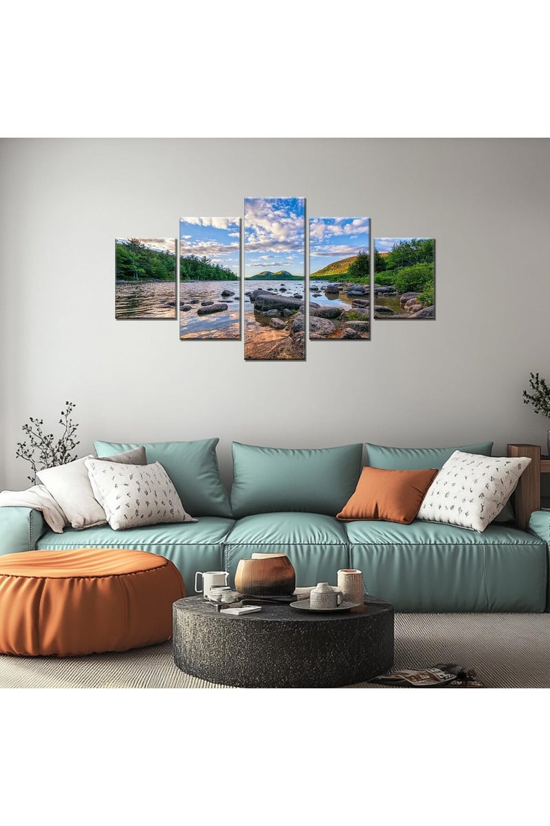 Artbrush Tower Jordan Pond Landscape Canvas Wall Art - Image 1