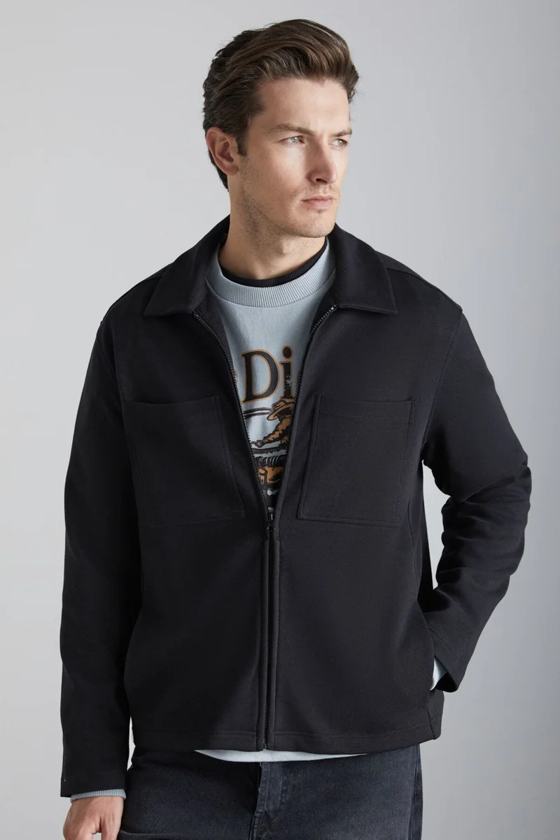 جريميلانج CALPE Men's 100% Cotton Black Jacket