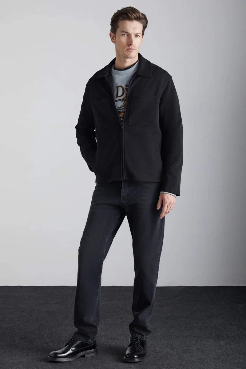 جريميلانج CALPE Men's 100% Cotton Black Jacket