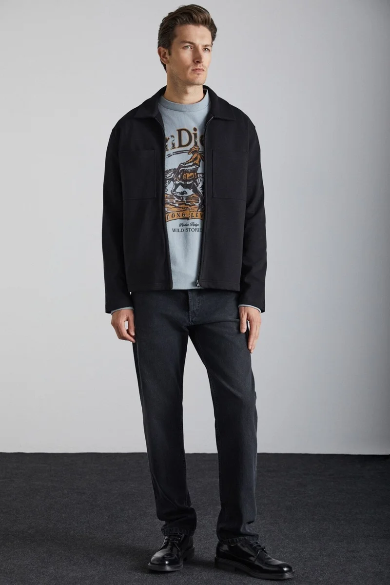 جريميلانج CALPE Men's 100% Cotton Black Jacket