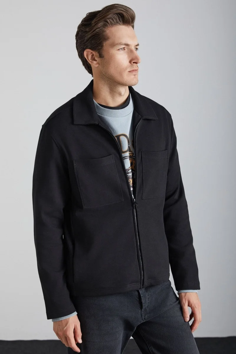 جريميلانج CALPE Men's 100% Cotton Black Jacket