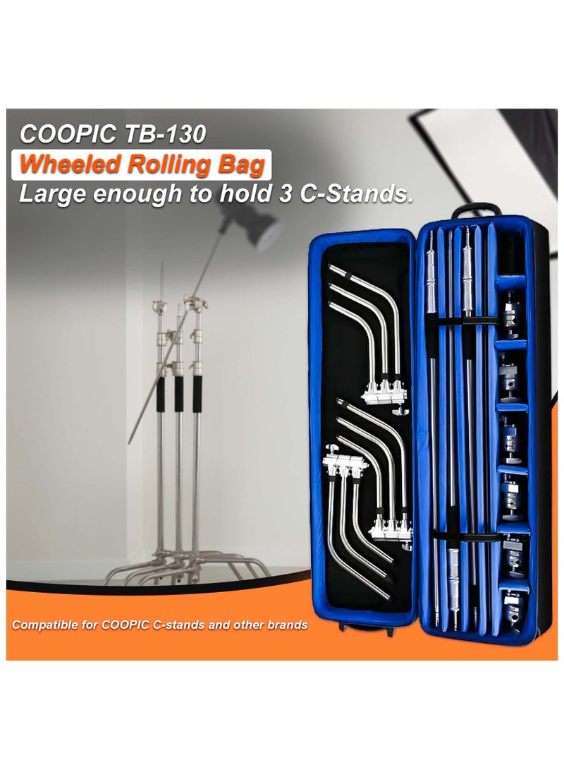 Coopic حقيبة عربة بعجلات من COOPIC TB-130 لمعدات التصوير الفوتوغرافي والفيديو الاحترافية مقاس 51.5 × 15 × 8 بوصة لحمل 3 حاملات قابلة للإزالة على شكل سلحفاة - Image 2
