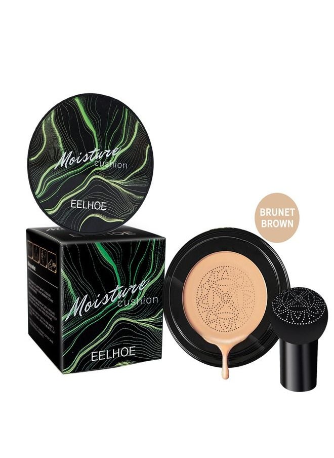 EELHOE Mushroom Head Air Cushion BB Cream Facial Concealer Brightening And Moisturizing Natural Nude Makeup Foundation (Dark Brown)  - Image 1