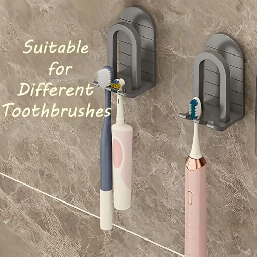 HOOALEE Wall Mounted Toothbrush Holder Set - Self Adhesive Bathroom Toothbrush Holder & Cup Set for Small Bathroom, Apartments or RVs, Includes 2 Cups and 2 Aluminum Toothbrush Holders (Black) - Image 4