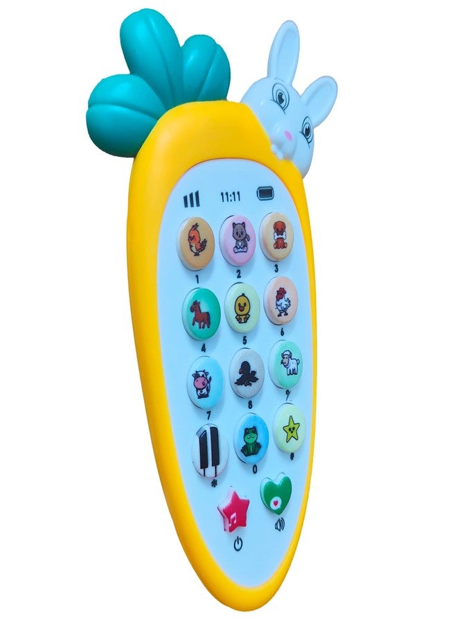 RAINBOW RIDERS Carrot Tunes Melody Phone for Kids Musical Mobile Phone for Kids with Animal Sound,Dialer Sound,Ringtones,Lights, Baterry Operated,Best Birthday Gift for 3+ Years. - Image 1