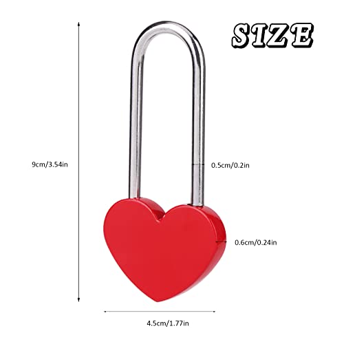 VeYocilk 10PCS 35 50mm Love Lock Heart PadlockRed Single Heart Wish Lock for Lovers WeddingValentinesAnniversaryTravelNO Key - Image 3