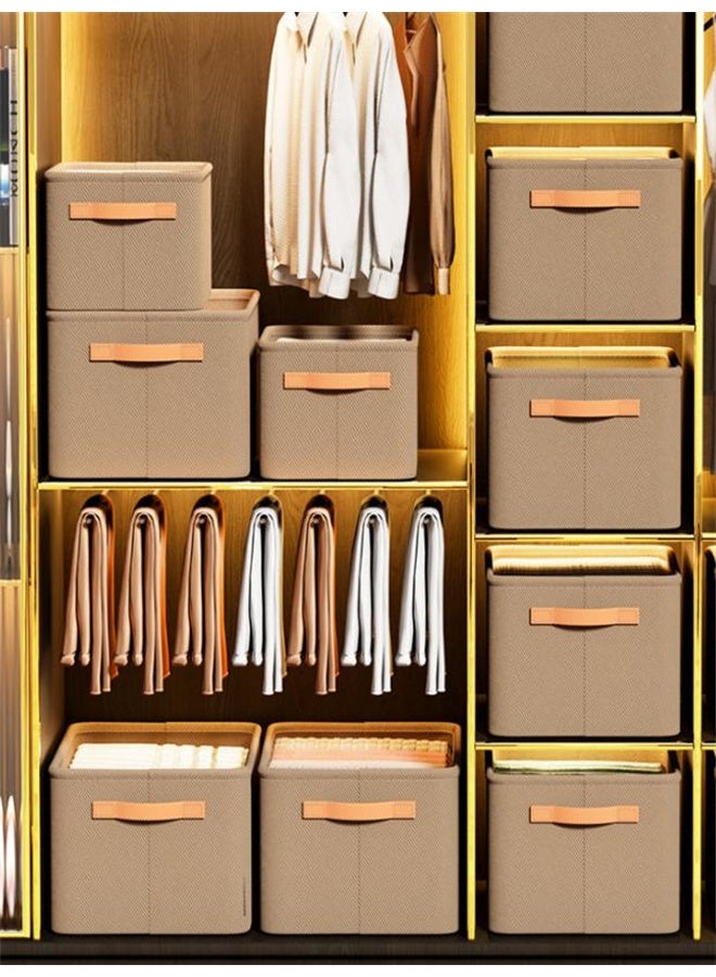 هومستر 3pcs خزانة ملابس منظم، خزانة قابلة للطي تخزين مربع مع مقبض، بني - Image 5