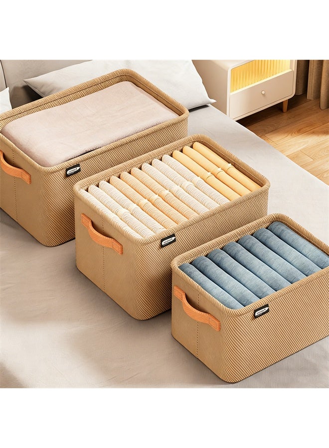 هومستر 3pcs خزانة ملابس منظم، خزانة قابلة للطي تخزين مربع مع مقبض، بني - Image 4