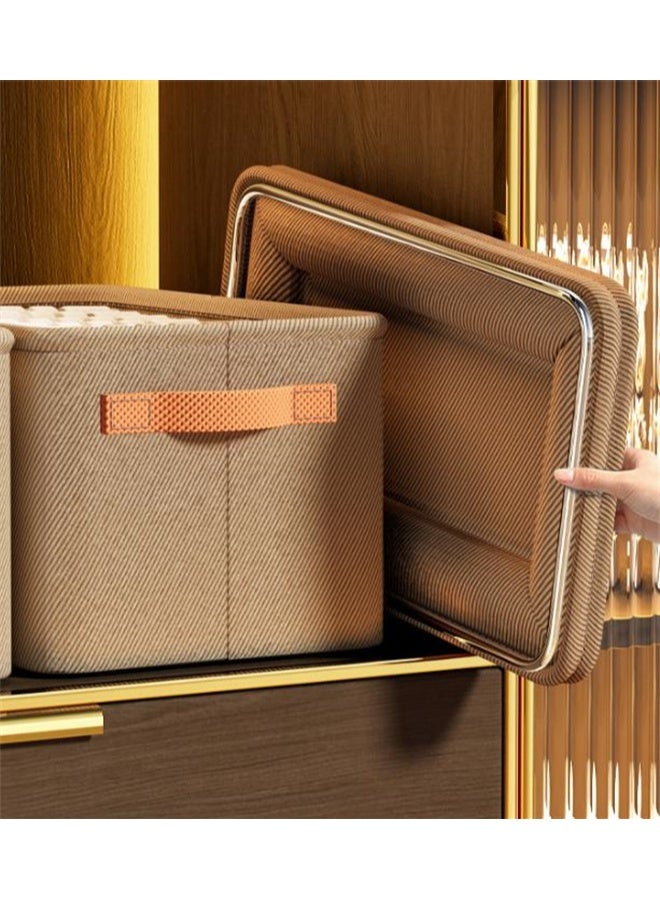 هومستر 3pcs خزانة ملابس منظم، خزانة قابلة للطي تخزين مربع مع مقبض، بني - Image 2