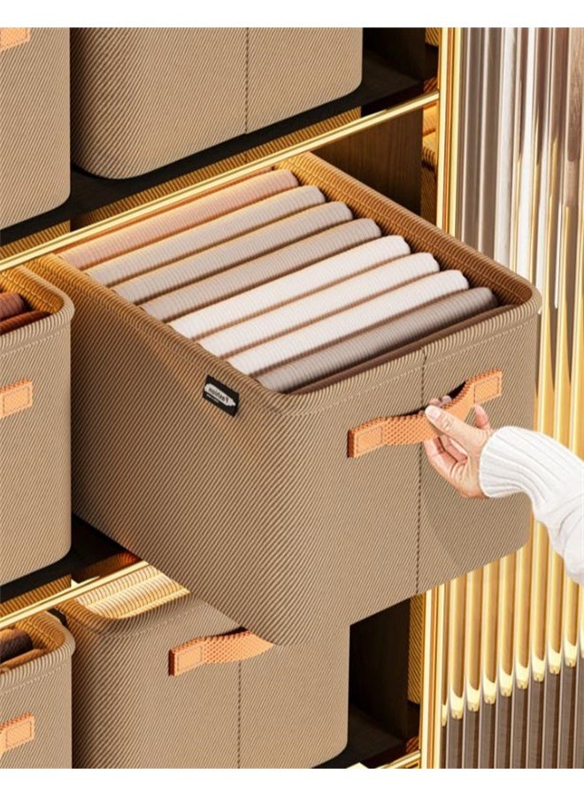 هومستر 3pcs خزانة ملابس منظم، خزانة قابلة للطي تخزين مربع مع مقبض، بني - Image 3